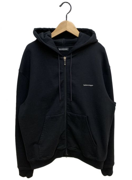 BALENCIAGA（バレンシアガ）BALENCIAGA (バレンシアガ) ロゴプリント ジップパーカー ブラック サイズ:Lの古着・服飾アイテム