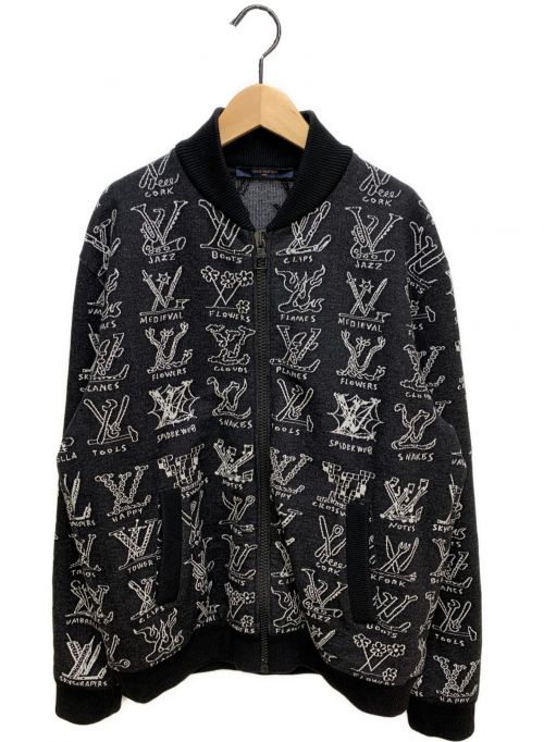 LOUIS VUITTON（ルイ ヴィトン）LOUIS VUITTON (ルイ ヴィトン) 21SS LVカートゥーンジャカードジップスルーブルゾン ブラック サイズ:Mの古着・服飾アイテム