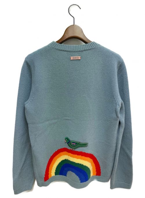 GUCCI（グッチ）GUCCI (グッチ) タイガーインターシャウールニット ライトブルー サイズ:Lの古着・服飾アイテム