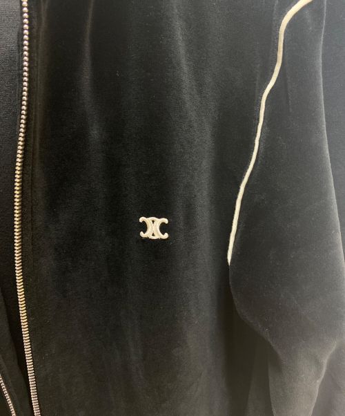 CELINE（セリーヌ）CELINE (セリーヌ) Triomphe Hooded Sweatshirt / Velvet Jersey ブラック サイズ:XLの古着・服飾アイテム