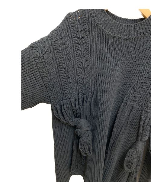 JIL SANDER（ジルサンダー）JIL SANDER (ジルサンダー) 20SS フリンジニット ブラック サイズ:44の古着・服飾アイテム