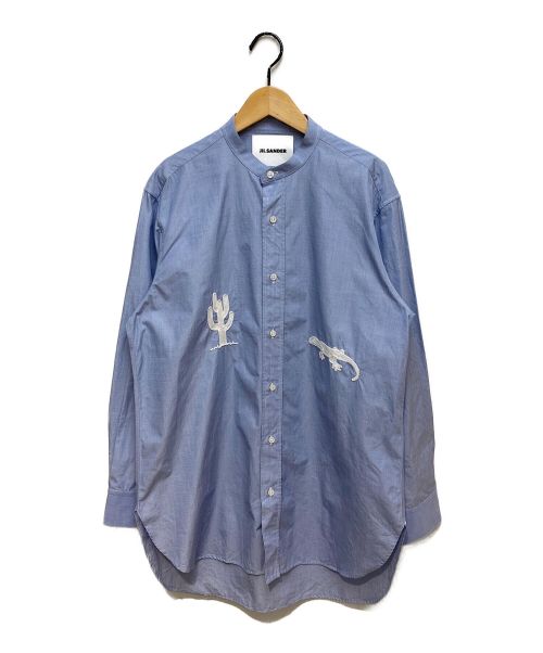 JIL SANDER（ジルサンダー）JIL SANDER (ジルサンダー) 20AW エンブロイダリーノーカラーシャツ スカイブルー サイズ:40の古着・服飾アイテム
