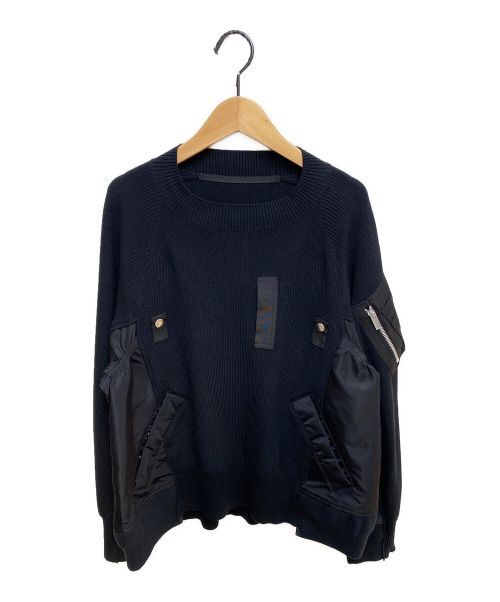 sacai（サカイ）sacai (サカイ) ナイロンツイルコットンニットプルオーバー ブラック サイズ:2の古着・服飾アイテム