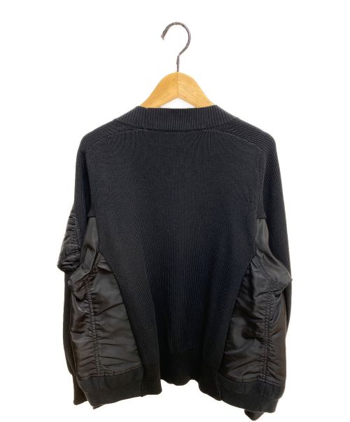 sacai（サカイ）sacai (サカイ) ナイロンツイルコットンニットプルオーバー ブラック サイズ:2の古着・服飾アイテム