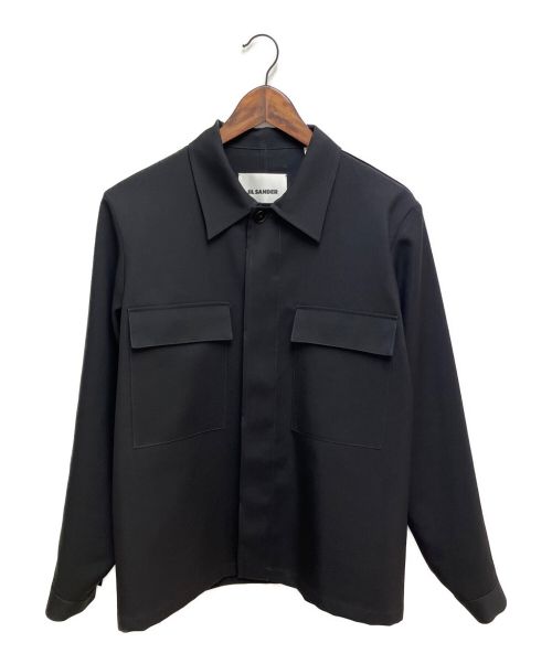 JIL SANDER（ジルサンダー）JIL SANDER (ジルサンダー) ウールギャバジンシャツ ブラック サイズ:39の古着・服飾アイテム