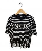 Diorディオール）の古着「21SS ロゴボーダー半袖ニット」｜ホワイト×ブラック