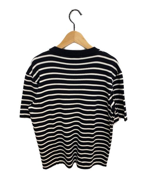 Dior（ディオール）Dior (ディオール) 21SS ロゴボーダー半袖ニット ホワイト×ブラック サイズ:XXSの古着・服飾アイテム