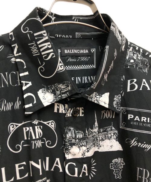 BALENCIAGA（バレンシアガ）BALENCIAGA (バレンシアガ) プリントシャツ ブラック サイズ:39の古着・服飾アイテム