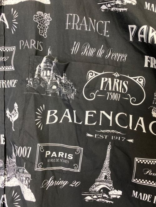 BALENCIAGA（バレンシアガ）BALENCIAGA (バレンシアガ) プリントシャツ ブラック サイズ:39の古着・服飾アイテム