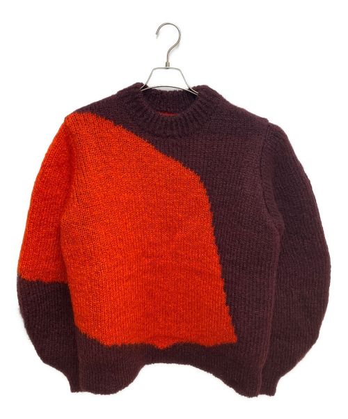 JIL SANDER（ジルサンダー）JIL SANDER (ジルサンダー) バイカラーニット ボルドー×オレンジ サイズ:46の古着・服飾アイテム