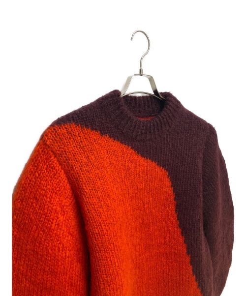 JIL SANDER（ジルサンダー）JIL SANDER (ジルサンダー) バイカラーニット ボルドー×オレンジ サイズ:46の古着・服飾アイテム