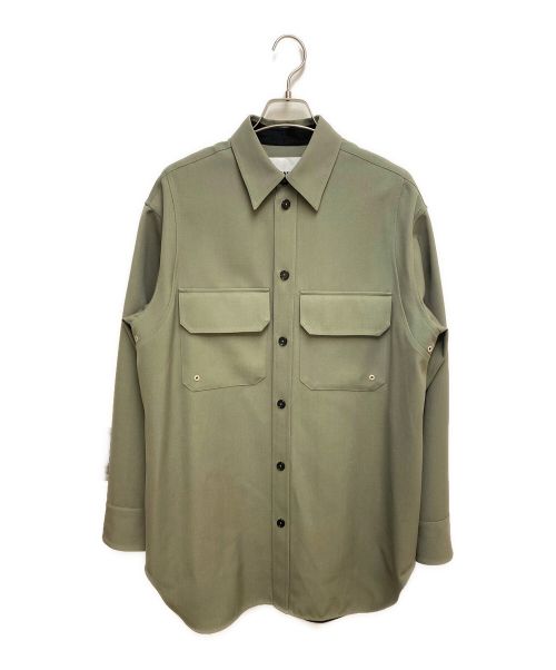 JIL SANDER（ジルサンダー）JIL SANDER (ジルサンダー) トロピカルウール ロングラインシャツ オリーブ サイズ:38の古着・服飾アイテム