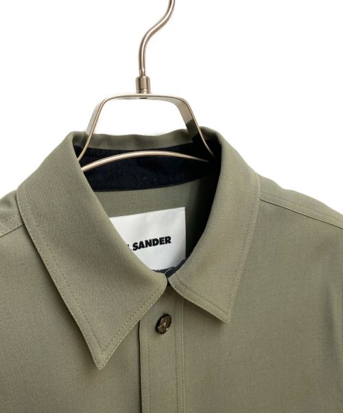 JIL SANDER（ジルサンダー）JIL SANDER (ジルサンダー) トロピカルウール ロングラインシャツ オリーブ サイズ:38の古着・服飾アイテム