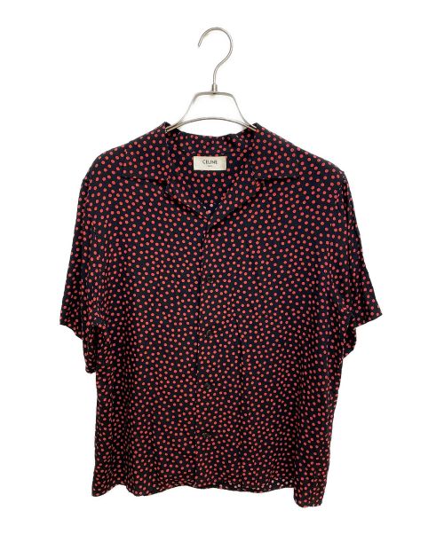 CELINE（セリーヌ）CELINE (セリーヌ) ドットオープンカラーシャツ ブラック×レッド サイズ:38の古着・服飾アイテム