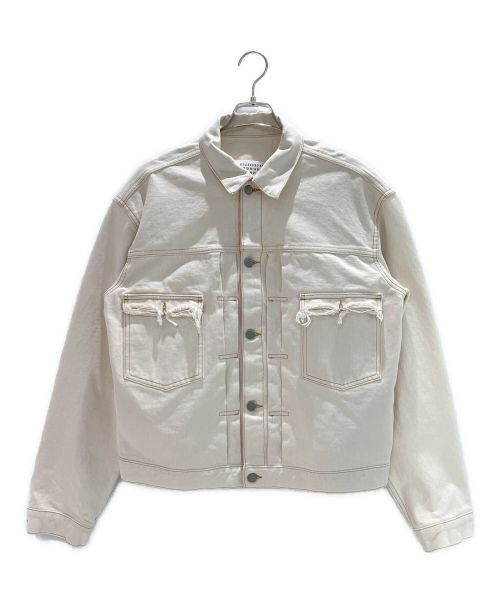 Maison Margiela（メゾンマルジェラ）Maison Margiela (メゾンマルジェラ) オーバーサイズドデストロイデニムジャケット アイボリー サイズ:52の古着・服飾アイテム