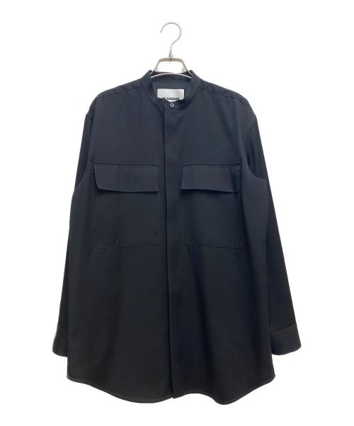 JIL SANDER（ジルサンダー）JIL SANDER (ジルサンダー) ノーカラーシャツ ブラック サイズ:38の古着・服飾アイテム