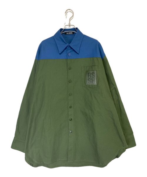 RAF SIMONS（ラフシモンズ）RAF SIMONS (ラフシモンズ) Oversize Bicolor Denim Shirt グリーンブルー サイズ:Sの古着・服飾アイテム