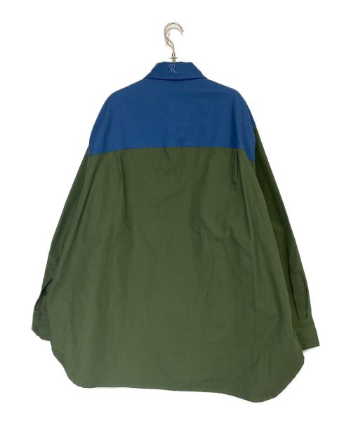 RAF SIMONS（ラフシモンズ）RAF SIMONS (ラフシモンズ) Oversize Bicolor Denim Shirt グリーンブルー サイズ:Sの古着・服飾アイテム