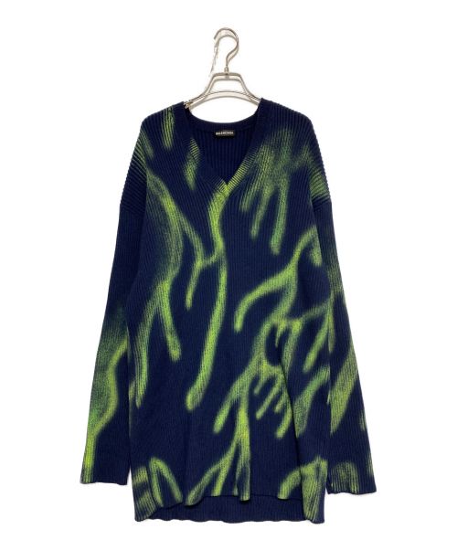 BALENCIAGA（バレンシアガ）BALENCIAGA (バレンシアガ) Green Flame Oversized Sweater ネイビー サイズ:Sの古着・服飾アイテム