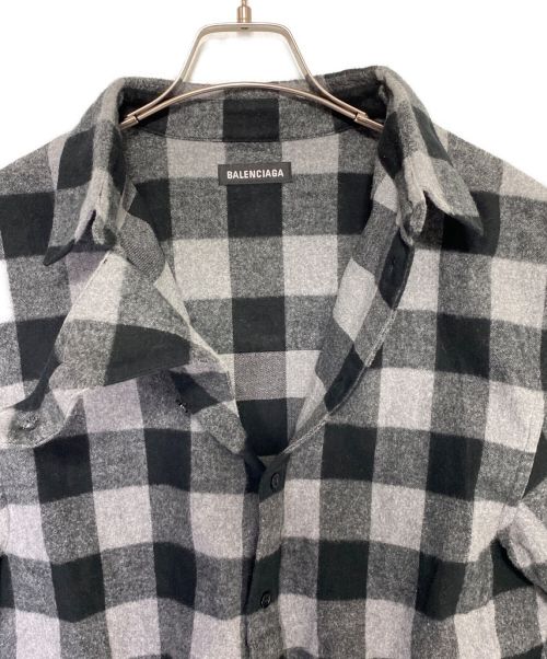 BALENCIAGA（バレンシアガ）BALENCIAGA (バレンシアガ) チェックシャツ グレー サイズ:38の古着・服飾アイテム