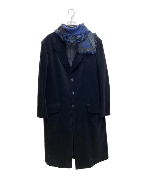Yohji Yamamoto pour homme（ヨウジヤマモト プールオム）Yohji Yamamoto pour homme (ヨウジヤマモト プールオム) 22AW ストールドッキングコーデュロイコート ブラック サイズ:3の古着・服飾アイテム