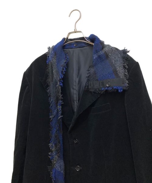 Yohji Yamamoto pour homme（ヨウジヤマモト プールオム）Yohji Yamamoto pour homme (ヨウジヤマモト プールオム) 22AW ストールドッキングコーデュロイコート ブラック サイズ:3の古着・服飾アイテム