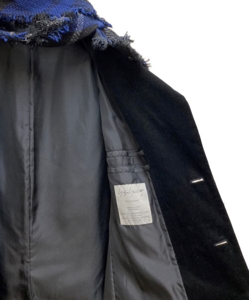 Yohji Yamamoto pour homme（ヨウジヤマモト プールオム）Yohji Yamamoto pour homme (ヨウジヤマモト プールオム) 22AW ストールドッキングコーデュロイコート ブラック サイズ:3の古着・服飾アイテム