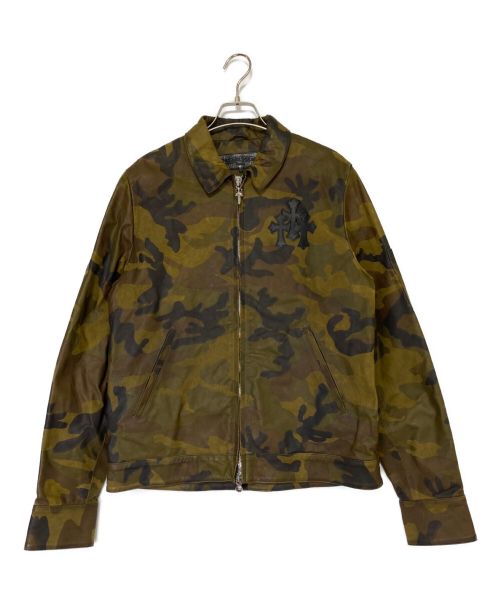 CHROME HEARTS（クロムハーツ）CHROME HEARTS (クロムハーツ) バッククロスレザージャケット オリーブ サイズ:Mの古着・服飾アイテム