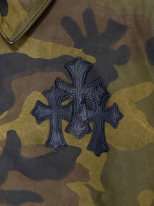 CHROME HEARTS（クロムハーツ）CHROME HEARTS (クロムハーツ) バッククロスレザージャケット オリーブ サイズ:Mの古着・服飾アイテム