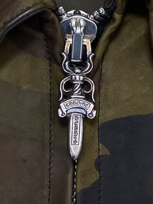 CHROME HEARTS（クロムハーツ）CHROME HEARTS (クロムハーツ) バッククロスレザージャケット オリーブ サイズ:Mの古着・服飾アイテム