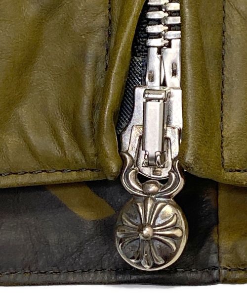 CHROME HEARTS（クロムハーツ）CHROME HEARTS (クロムハーツ) バッククロスレザージャケット オリーブ サイズ:Mの古着・服飾アイテム
