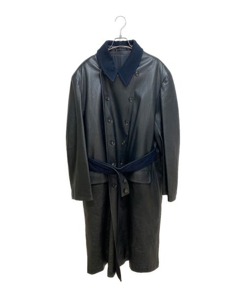 Yohji Yamamoto pour homme（ヨウジヤマモト プールオム）Yohji Yamamoto pour homme (ヨウジヤマモト プールオム) レザートレンチコート ブラック サイズ:Lの古着・服飾アイテム