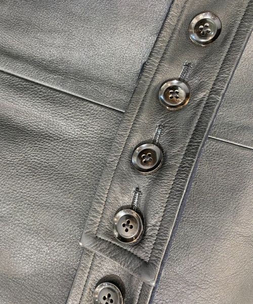 Yohji Yamamoto pour homme（ヨウジヤマモト プールオム）Yohji Yamamoto pour homme (ヨウジヤマモト プールオム) レザートレンチコート ブラック サイズ:Lの古着・服飾アイテム