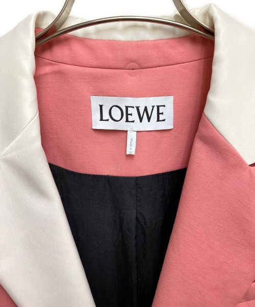 LOEWE（ロエベ）LOEWE (ロエベ) ラペル切替ロングジャケット ピンク サイズ:50の古着・服飾アイテム