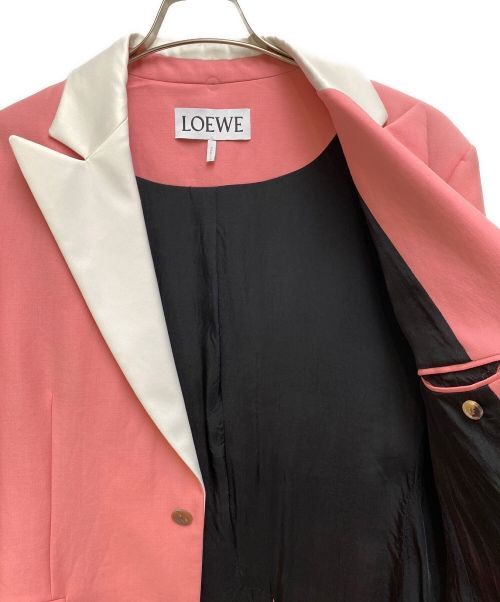 LOEWE（ロエベ）LOEWE (ロエベ) ラペル切替ロングジャケット ピンク サイズ:50の古着・服飾アイテム