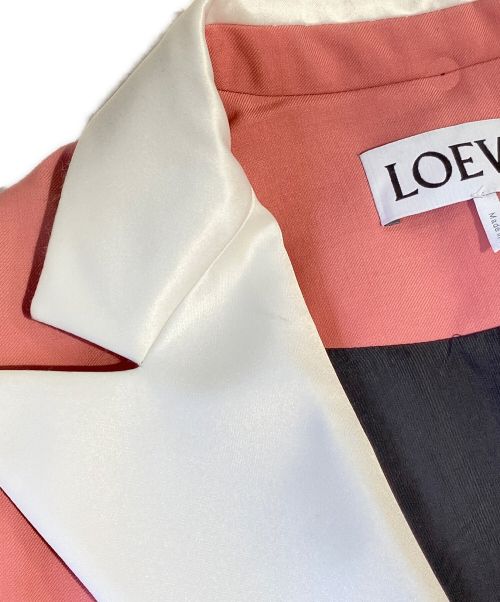 LOEWE（ロエベ）LOEWE (ロエベ) ラペル切替ロングジャケット ピンク サイズ:50の古着・服飾アイテム