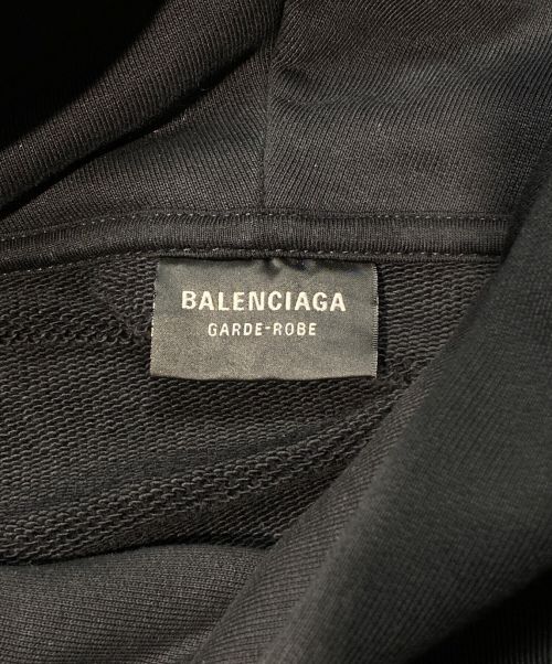 BALENCIAGA（バレンシアガ）BALENCIAGA (バレンシアガ) Drop Shoulder Cotton Hoodie ブラック サイズ:Lの古着・服飾アイテム