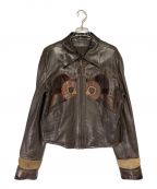GUCCIグッチ）の古着「パッチワークレザージャケット」｜ブラウン
