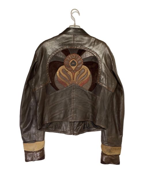 GUCCI（グッチ）GUCCI (グッチ) パッチワークレザージャケット ブラウン サイズ:50の古着・服飾アイテム