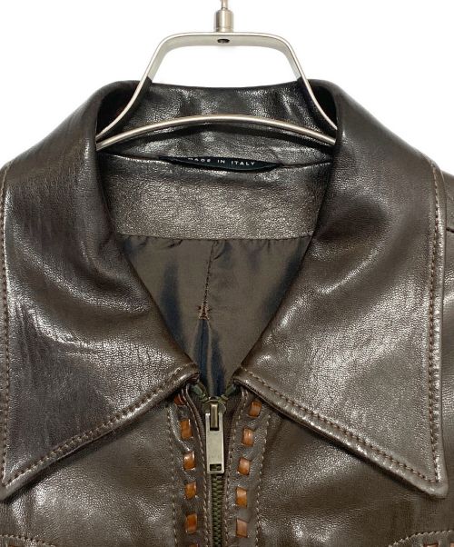 GUCCI（グッチ）GUCCI (グッチ) パッチワークレザージャケット ブラウン サイズ:50の古着・服飾アイテム