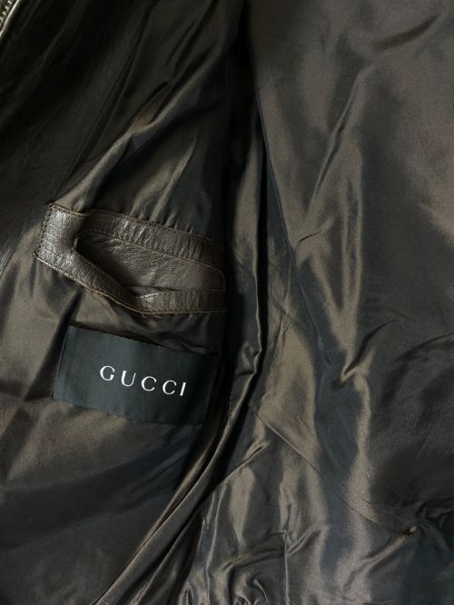 GUCCI（グッチ）GUCCI (グッチ) パッチワークレザージャケット ブラウン サイズ:50の古着・服飾アイテム