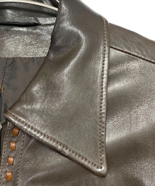 GUCCI（グッチ）GUCCI (グッチ) パッチワークレザージャケット ブラウン サイズ:50の古着・服飾アイテム
