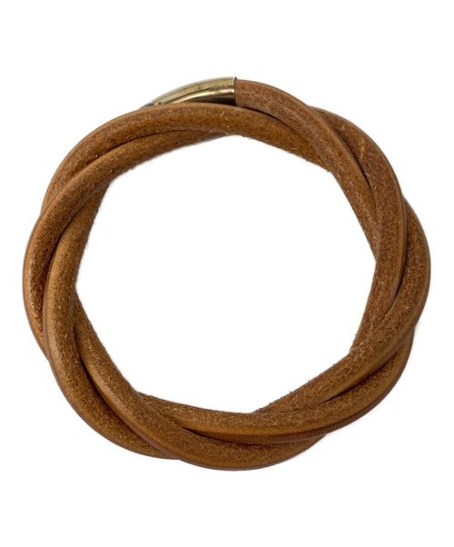 HERMES（エルメス）HERMES (エルメス) レザーツイストブレスレット ブラウンの古着・服飾アイテム