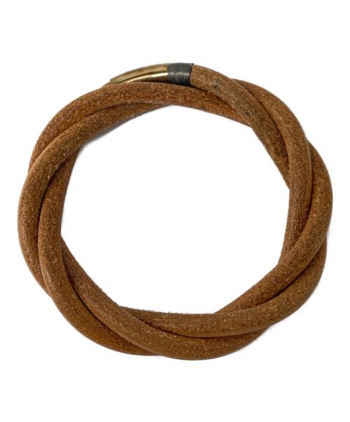 HERMES（エルメス）HERMES (エルメス) レザーツイストブレスレット ブラウンの古着・服飾アイテム
