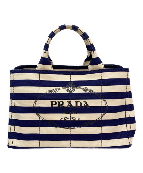 PRADA（プラダ）PRADA (プラダ) カナパ トートバッグ ブルー×ホワイトの古着・服飾アイテム