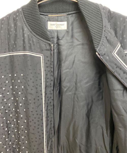 Saint Laurent Paris（サンローランパリ）Saint Laurent Paris (サンローランパリ) ドットプリントシルクボンバージャケット ブラック サイズ:52の古着・服飾アイテム