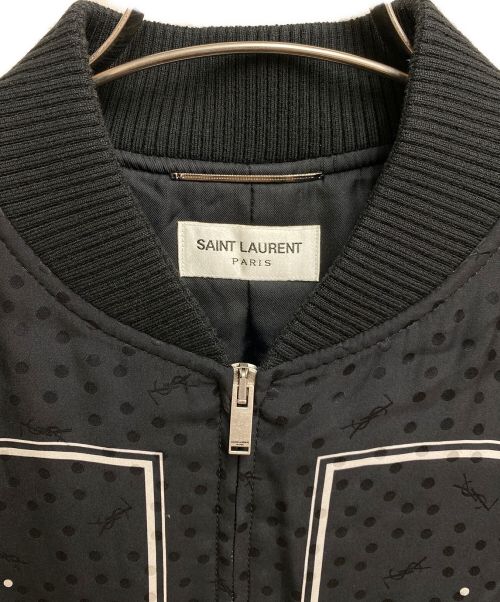 Saint Laurent Paris（サンローランパリ）Saint Laurent Paris (サンローランパリ) ドットプリントシルクボンバージャケット ブラック サイズ:52の古着・服飾アイテム