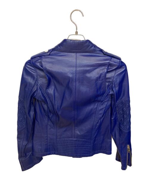 ALEXANDER McQUEEN（アレキサンダーマックイーン）ALEXANDER McQUEEN (アレキサンダーマックイーン) ダブルライダースジャケット ブルー サイズ:36の古着・服飾アイテム