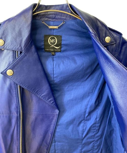 ALEXANDER McQUEEN（アレキサンダーマックイーン）ALEXANDER McQUEEN (アレキサンダーマックイーン) ダブルライダースジャケット ブルー サイズ:36の古着・服飾アイテム