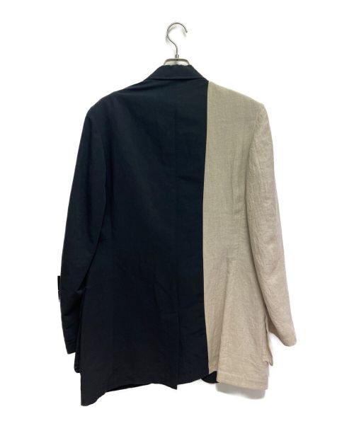 Yohji Yamamoto pour homme（ヨウジヤマモト プールオム）Yohji Yamamoto pour homme (ヨウジヤマモト プールオム) 22SS 右前耳使い箱ポケジャケット ブラック×アイボリー サイズ:3の古着・服飾アイテム